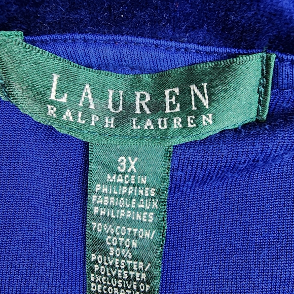 Lauren Ralph Lauren Jacket Womens Blue Plus 3X Monogram Crest Track Velour VTG - Picture 3 of 7